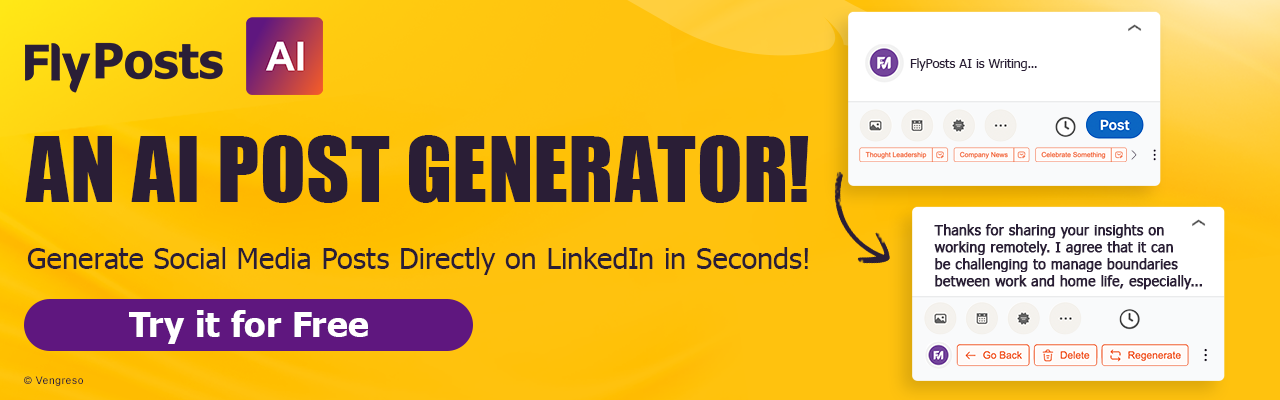FlyMSG LinkedIn Post Generator AI Banner AD