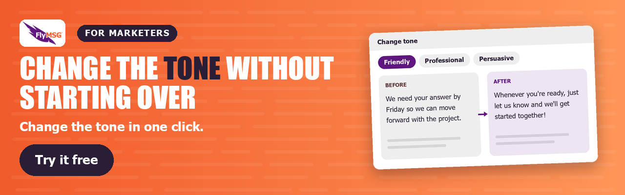 FlyMSG AI Paragraph Rewriter. Change the tone without starting over. Try it free.