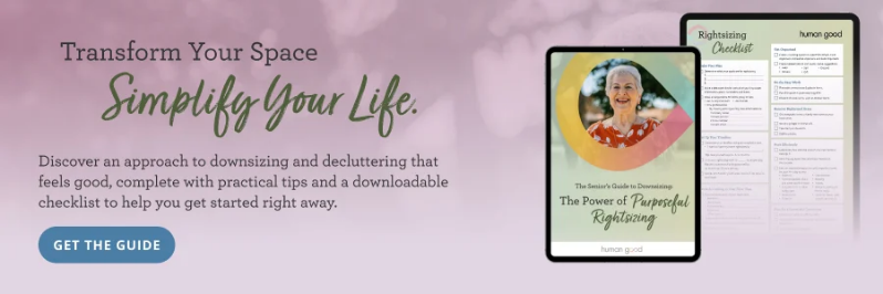 image of guide covers that are promoting HumanGood's Rightsizing guide and checklist