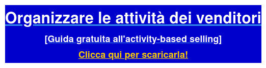 Guida - come organizzare le attività dei venditori