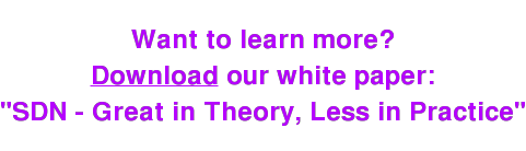 Want to learn more? Download our white paper: "SDN - Great in Theory, Less in Practice"