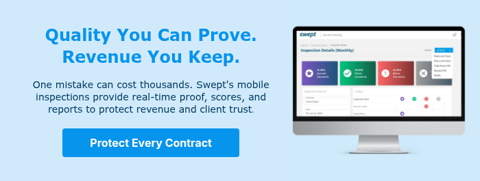 Quality You Can Prove. Revenue You Keep.   One mistake can cost thousands. Swept's mobile inspections provide real-time proof, scores, and reports to protect revenue and client trust.
