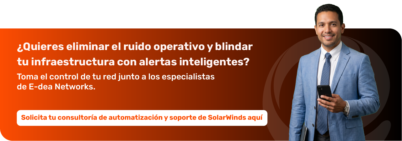 Consola de desarrollo ejecutando scripts para automatizar la SolarWinds API.