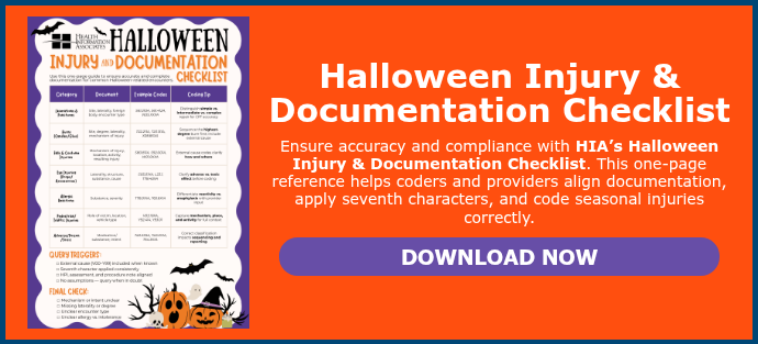Halloween injury and documentation checklist screenshot