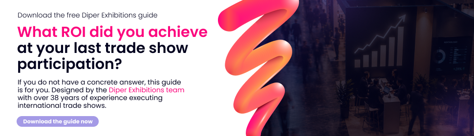 Free guide to calculate B2B trade show ROI by Diper Exhibitions