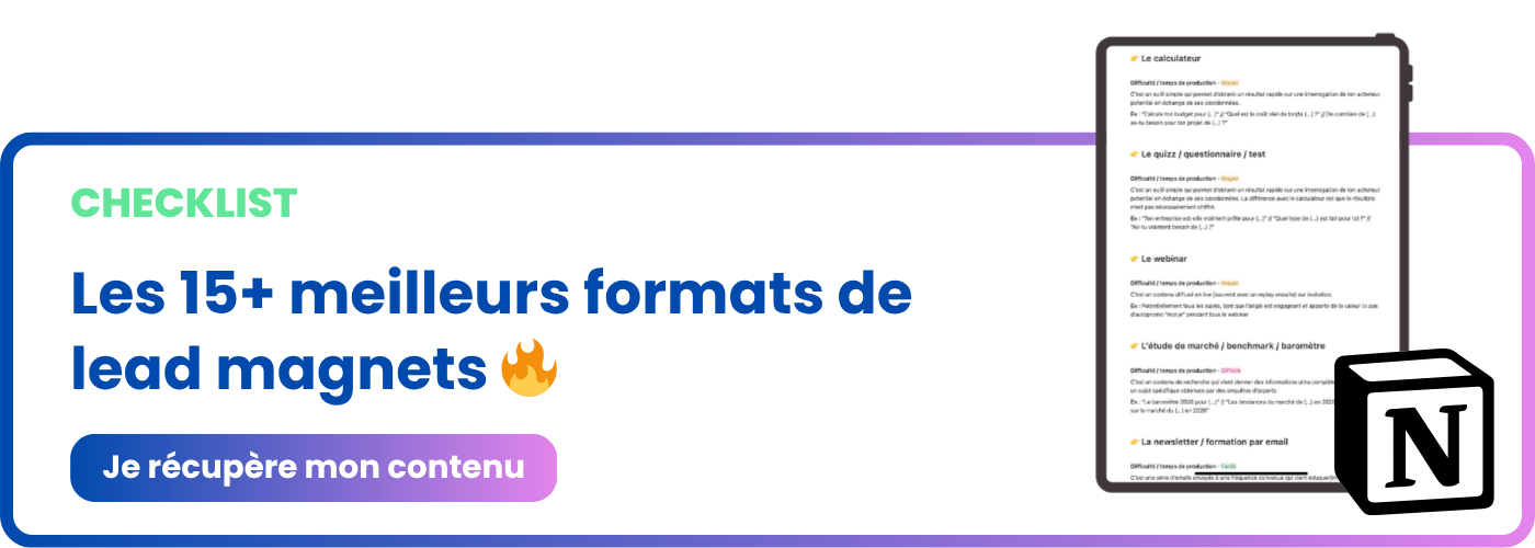 checklist des meilleurs formats de lead magnets