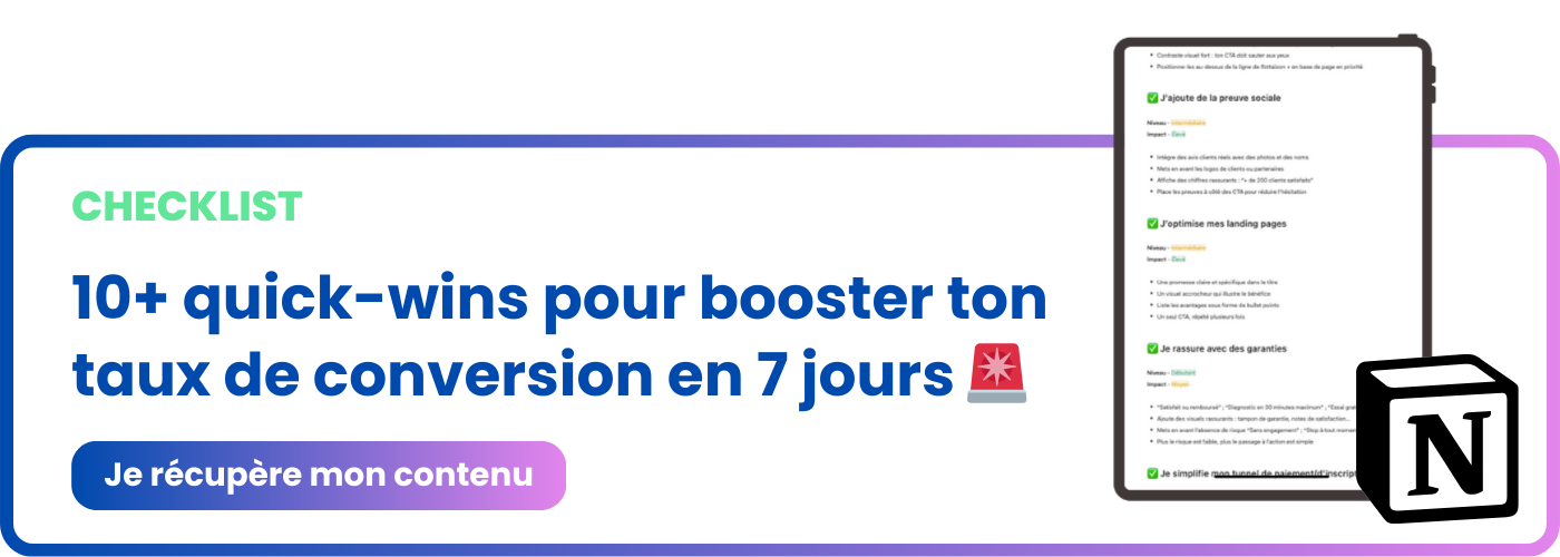checklist des quick wins CRO