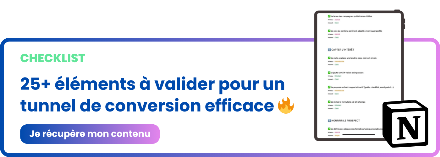 checklist des éléments d'un bon tunnel de conversion