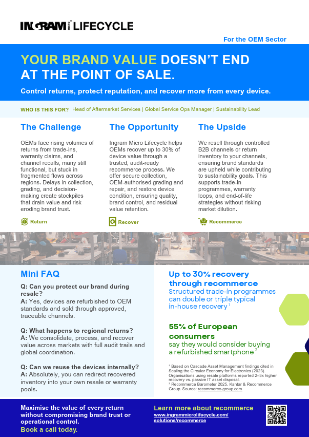 The benefits of recommerce for OEMs (Original Equipment Manufacturers)