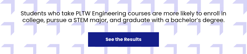 Students who take PLTW Engineering courses are more likely to enroll in college, pursue a STEM major, and graduate with a bachelor’s degree.