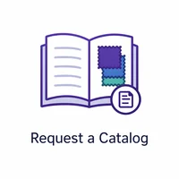 Request a catalog icon showing an open catalog with fabric swatches