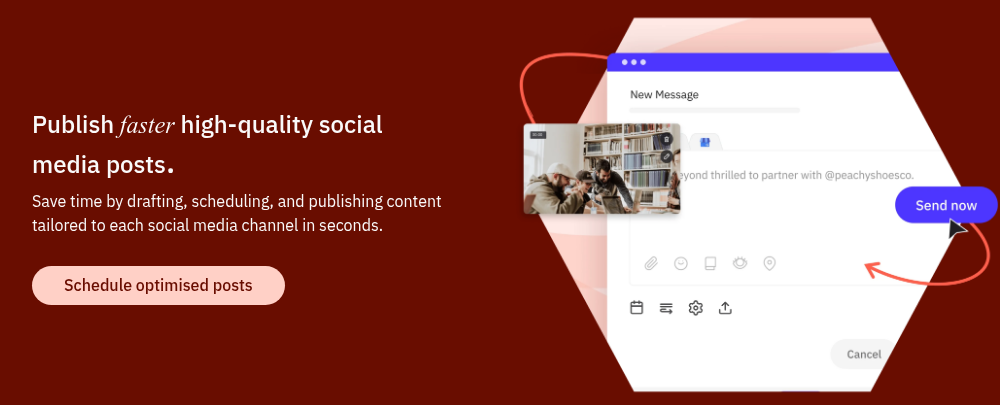 Publish faster high-quality social media posts. Save time by drafting, scheduling, and publishing content tailored to each social media channel in seconds.  