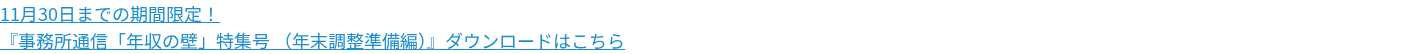 11月30日までの期間限定！ 『事務所通信「年収の壁」特集号 （年末調整準備編）』ダウンロードはこちら