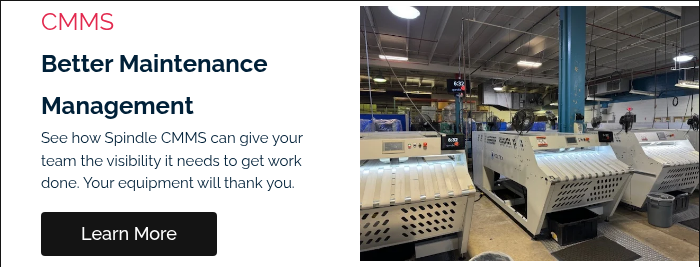 CMMS Better Maintenance Management See how Spindle CMMS can give your team the visibility it needs to get work done. Your equipment will thank you. &nbsp;