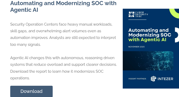Automating and Modernizing SOC with Agentic AI   Security Operation Centers face heavy manual workloads, skill gaps, and overwhelming alert volumes even as automation improves. Analysts are still expected to interpret too many signals. Agentic AI changes this with autonomous, reasoning driven systems that reduce overload and support clearer decisions. Download the report to learn how it modernizes SOC operations.  