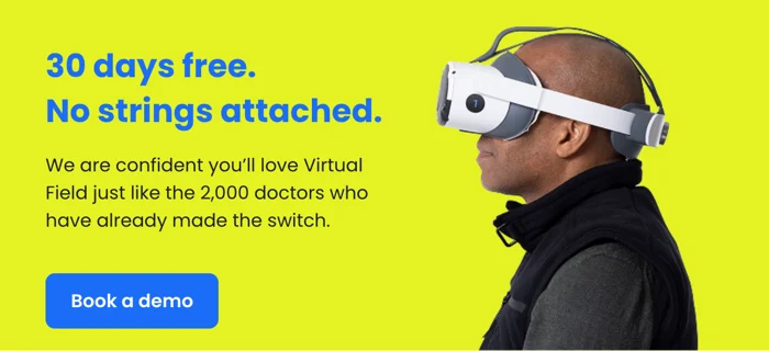Man wears a Virtual Field Headset