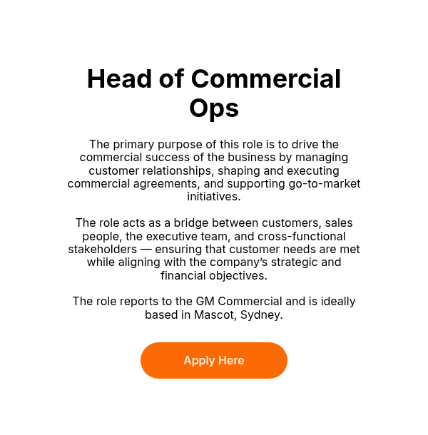 Head of Commercial Ops
