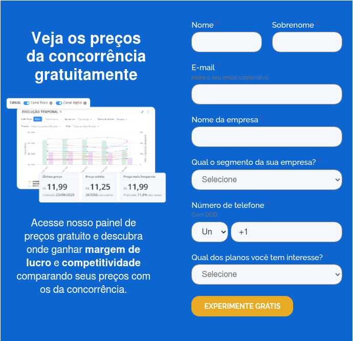 Veja os preços da concorrência gratuitamente