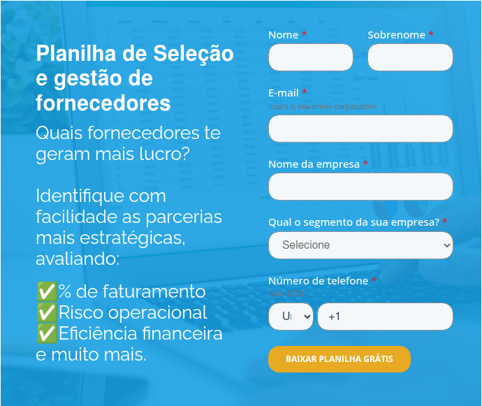 Planilha de Seleção e gestão de fornecedores