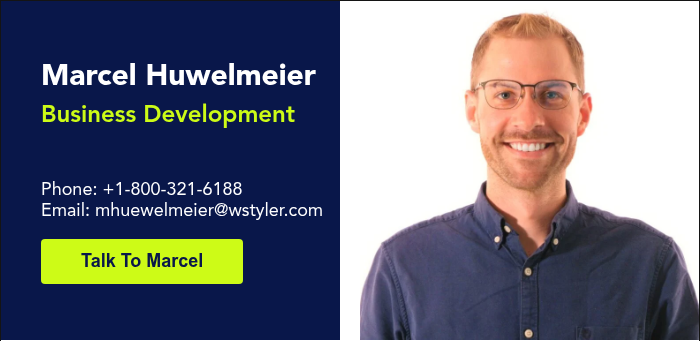 Marcel Huwelmeier Business Development Phone: +1-800-321-6188 Email: mhuewelmeier@wstyler.com &nbsp;