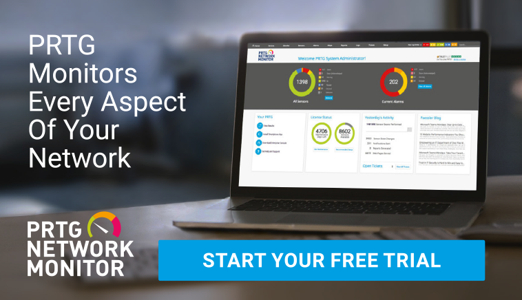 PRTG  Monitors Every Aspect  Of Your  Network – Start Your Free Trial