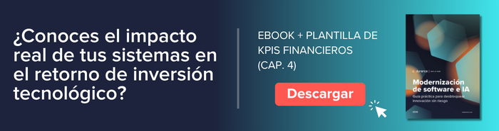 Descarga ebook de modernización de software e IA con plantilla de KPIs financieros para medir el retorno de inversión tecnológico