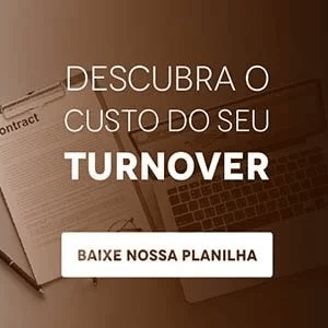 Banner da planilha "Descubra o custo do seu turnover", com um botão escrito "baixe nossa planilha"
