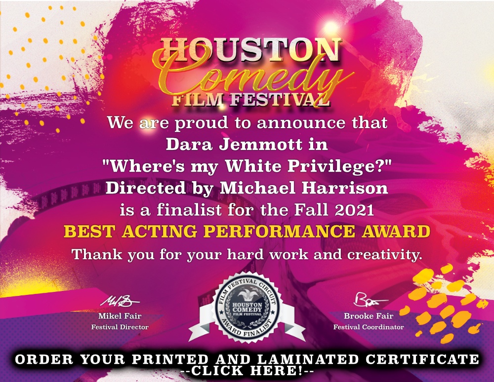 Houston Comedy Film Festival Certificate Order