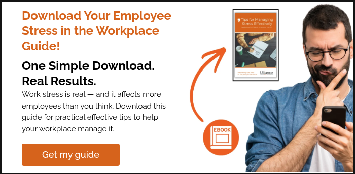 Download Your Employee Stress in the Workplace Guide! &nbsp; One Simple Download. Real Results. Work stress is real — and it affects more employees than you think. Download this guide for practical effective tips to help your workplace manage it. &nbsp;