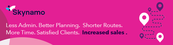 Skynamo banner ad with text stating Increased Sales Less Admin