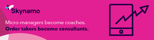 pink Skynamo banner ad micro-managers become coaches