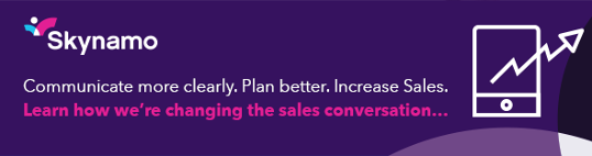 Skynamo field sales app logo with words: communicate more clearly and increase sales