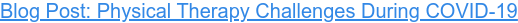Blog Post: Physical Therapy Challenges During COVID-19
