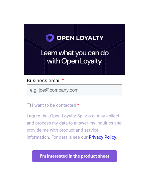 Open Loyalty product sheet - small banner