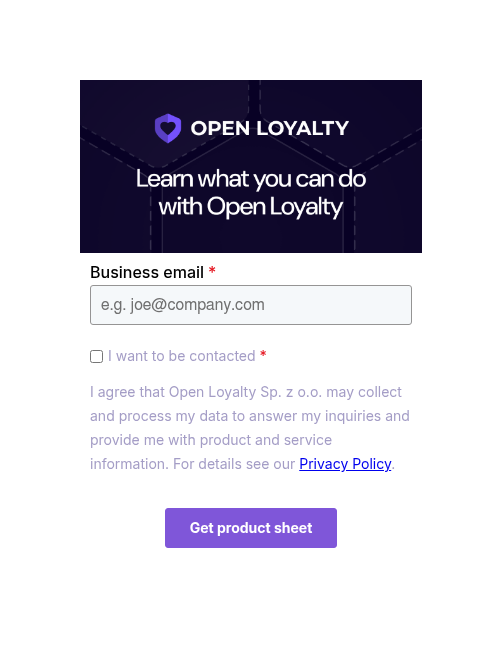 Open Loyalty product sheet - small banner