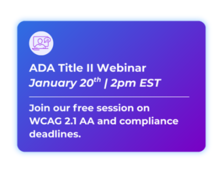 Call-to-action tile promoting AI-Media’s ADA Title II Compliance Webinar on January 20, 2026.