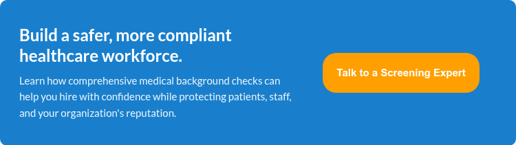Build a safer, more compliant healthcare workforce. Learn how comprehensive medical background checks can help you hire with confidence while protecting patients, staff, and your organization's reputation.