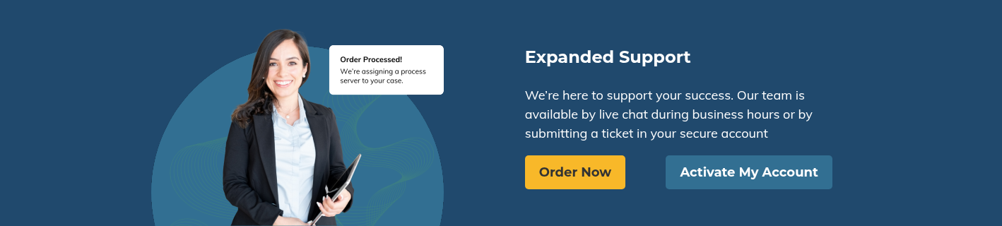 Service of Process Order Placed