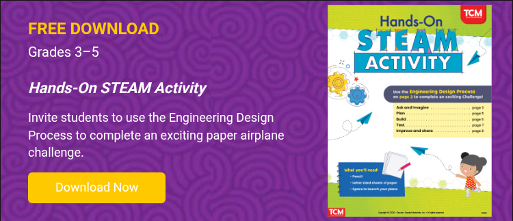 FREE DOWNLOAD Grades 3–5 &nbsp; Hands-On STEAM Activity &nbsp; Invite students to use the Engineering Design Process to complete an exciting paper airplane challenge. &nbsp;