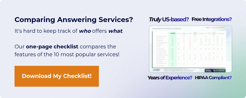 Comparing Answering Services?&nbsp; It's hard to keep track of who&nbsp;offers&nbsp;what. Our one-page checklist&nbsp;compares the features of the 10 most popular services!