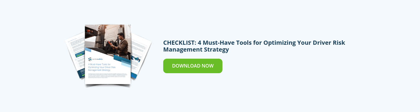 Graphic for SambaSafety's checklist: 4 Must-Have Tools for Optimizing Your Driver Risk Management Strategy