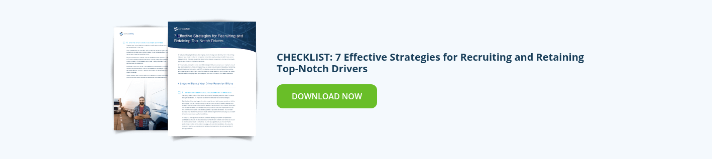 Graphic for SambaSafety's checklist: 7 Effective Strategies for Recruiting and Retaining Top-Notch Drivers