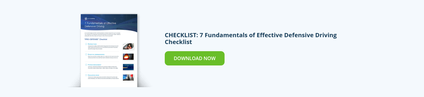 Graphic for SambaSafety's checklist: 7 Fundamentals of Effective Defensive Driving Checklist