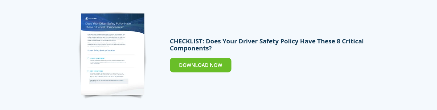 Graphic for SambaSafety's checklist: Does Your Driver Safety Policy Have These 8 Critical Components?