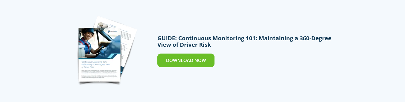 Graphic for SambaSafety's guide: Continuous Monitoring 101: Maintaining a 360-Degree View of Driver Risk