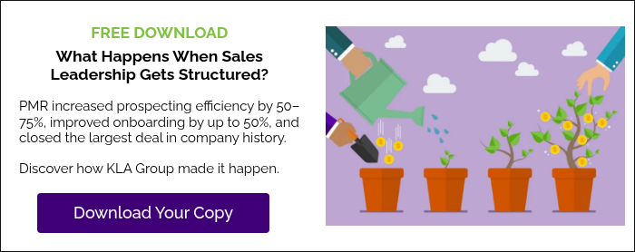 FREE DOWNLOAD What Happens When Sales Leadership Gets Structured? &nbsp; PMR increased prospecting efficiency by 50&ndash;75%, improved onboarding by up to 50%, and closed the largest deal in company history. Discover how KLA Group made it happen. &nbsp;