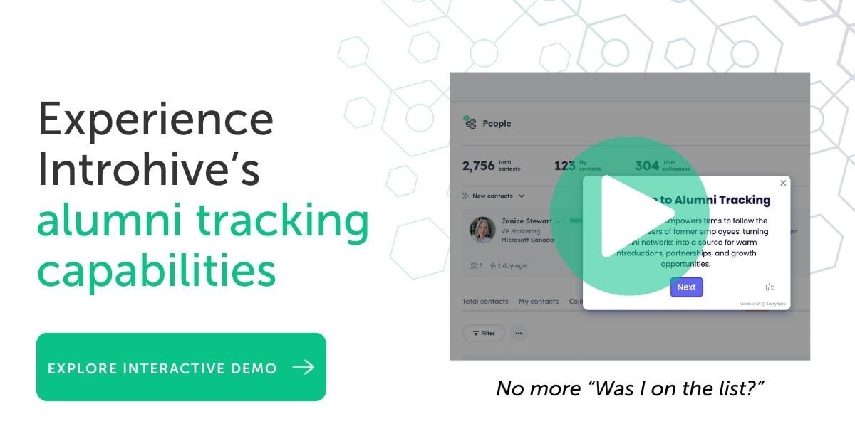 Experience Introhive's alumni tracking capabilities. Explore the interactive demo.