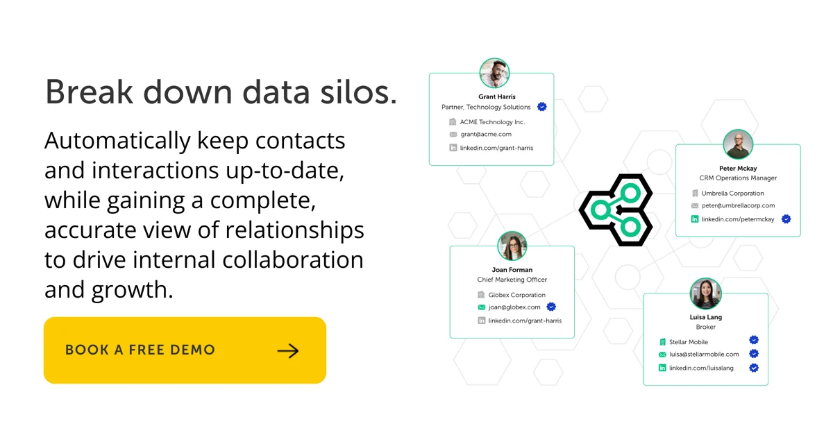 Break down data silos with Introhive: keep contacts and interactions up-to-date and gain a complete, accurate view of your relationships.