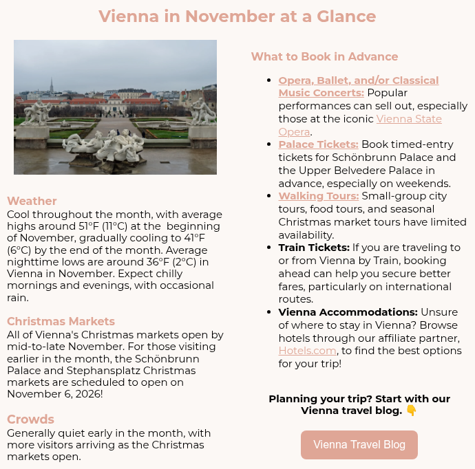 Vienna in November at a Glance