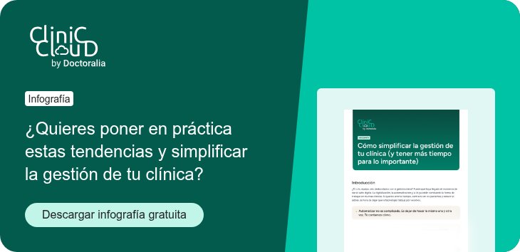 Infografía ¿Quieres poner en práctica estas tendencias y simplificar la gestión  de tu clínica?&nbsp; Descargar infografía gratuita &nbsp;